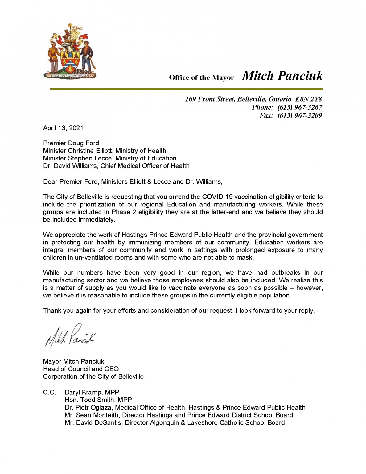 Belleville Writes To Ontario Government Urging Vaccinations For   Belleville Teacher Vax Letter 1187x1536 